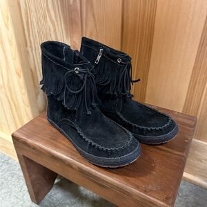 UGG Black Suede Fringe Boots